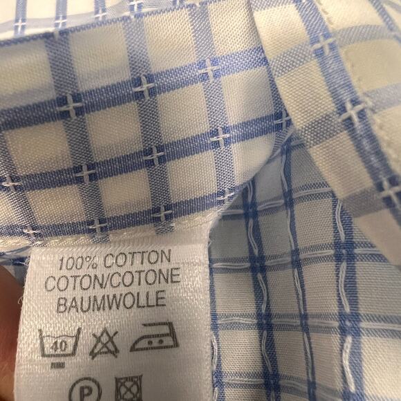 Paul Smith Shirt Mens 16/41 White Blue Check Geometric Button Down Formal Preppy - Picture 6 of 8